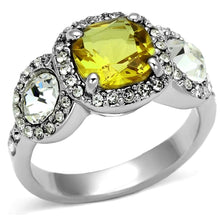 Load image into Gallery viewer, LO2517 - Rhodium Brass Ring with Synthetic Synthetic Glass in Topaz