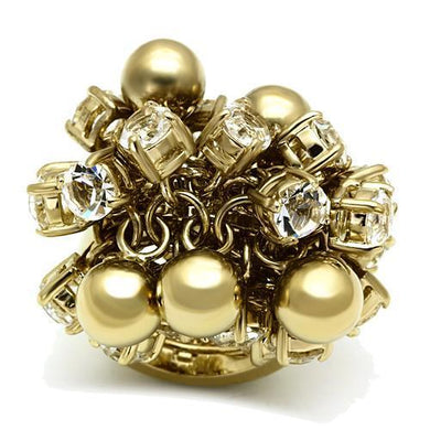 LO2520 - Gold Brass Ring with Top Grade Crystal  in Clear