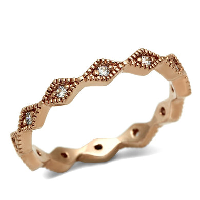 LO2523 - Rose Gold Brass Ring with AAA Grade CZ  in Clear