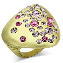 Load image into Gallery viewer, LO2534 - Gold &amp; Brush Brass Ring with Top Grade Crystal  in Multi Color