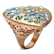 Load image into Gallery viewer, LO2535 - Rose Gold Brass Ring with Top Grade Crystal  in Multi Color