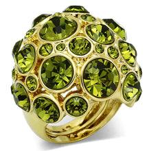 Load image into Gallery viewer, LO2544 - Gold Brass Ring with Top Grade Crystal  in Olivine color