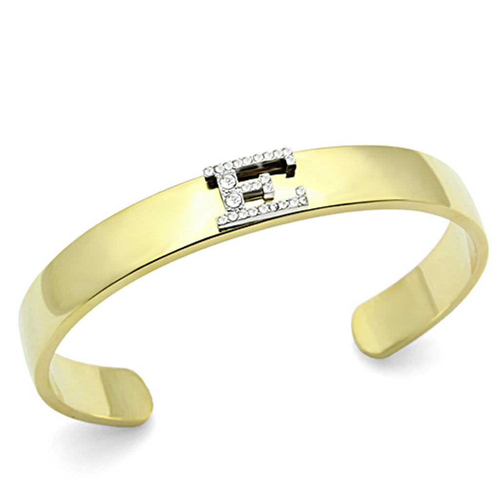 LO2574 - Gold+Rhodium White Metal Bangle with Top Grade Crystal  in Clear