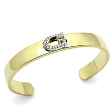 Load image into Gallery viewer, LO2576 - Gold+Rhodium White Metal Bangle with Top Grade Crystal  in Clear