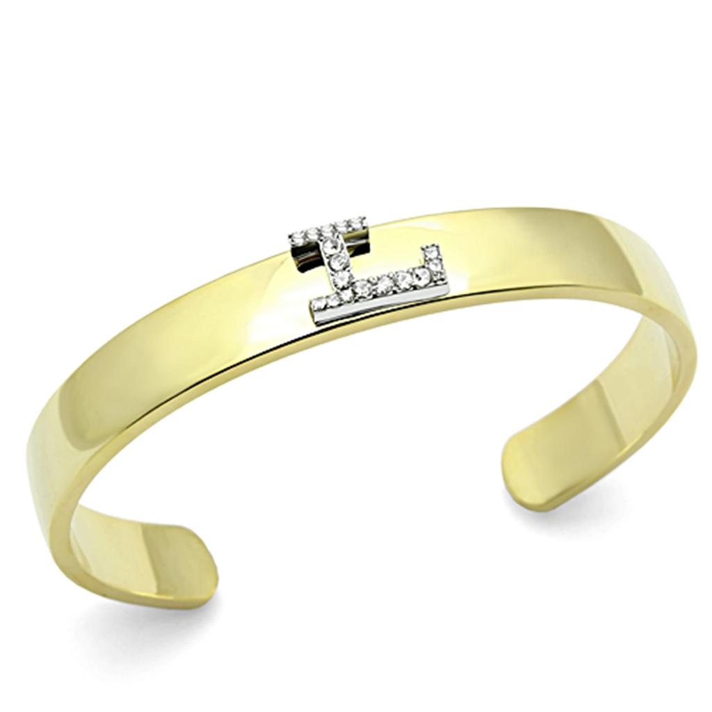 LO2581 - Gold+Rhodium White Metal Bangle with Top Grade Crystal  in Clear