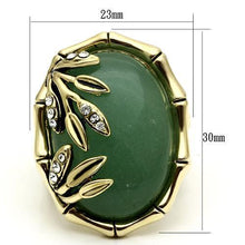 Load image into Gallery viewer, LO2609 - Gold Brass Ring with Semi-Precious Jade in Emerald