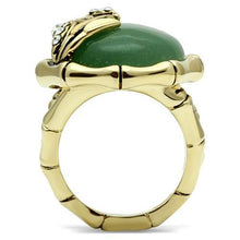 Load image into Gallery viewer, LO2609 - Gold Brass Ring with Semi-Precious Jade in Emerald