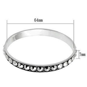 LO2620 - Rhodium Brass Bangle with No Stone