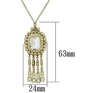 LO2626 - Gold Brass Necklace with Top Grade Crystal  in Clear