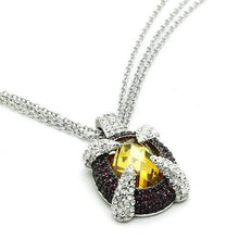 Load image into Gallery viewer, LO2641 - Rhodium+Hematite Brass Chain Pendant with AAA Grade CZ  in Topaz