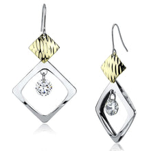 Load image into Gallery viewer, LO2670 - Gold+Rhodium Iron Earrings with AAA Grade CZ  in Clear