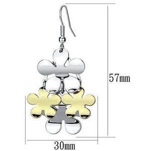 LO2686 - Gold+Rhodium Iron Earrings with No Stone