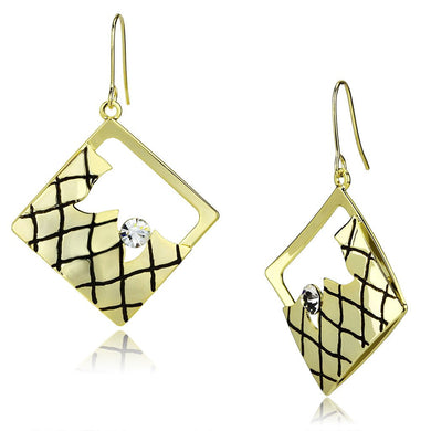 LO2689 - Gold Iron Earrings with Top Grade Crystal  in Clear