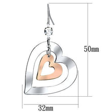 Load image into Gallery viewer, LO2695 - Rose Gold + Rhodium Iron Earrings with Top Grade Crystal  in Clear