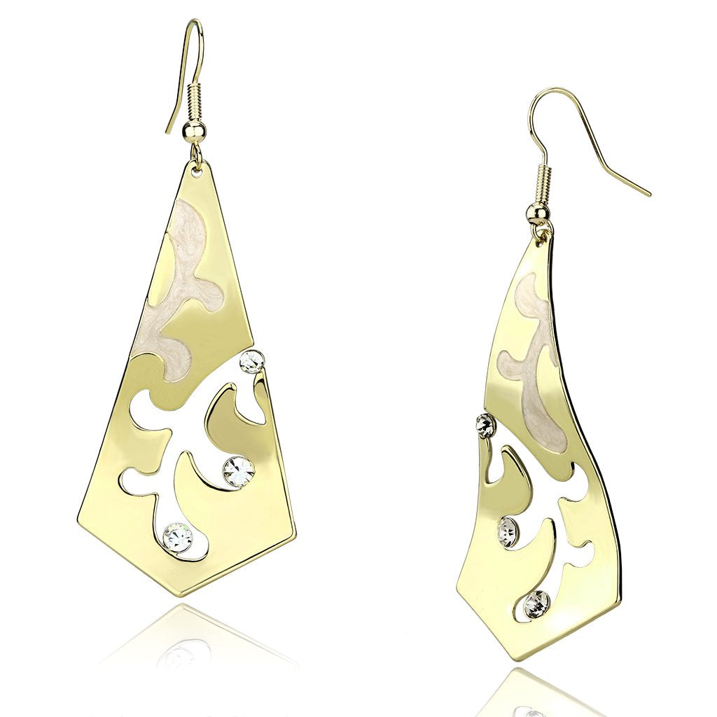 LO2710 - Gold Iron Earrings with Top Grade Crystal  in Clear