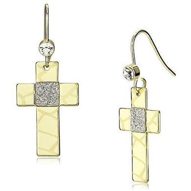 LO2734 - Gold Iron Earrings with Top Grade Crystal  in Clear