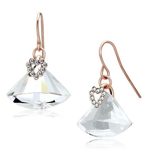 LO2755 - Rose Gold Iron Earrings with Top Grade Crystal  in Clear