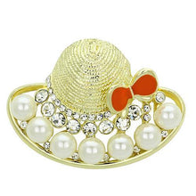 Load image into Gallery viewer, LO2764 - Flash Gold White Metal Brooches with Synthetic Pearl in White