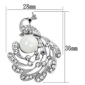 LO2777 - Imitation Rhodium White Metal Brooches with Synthetic Pearl in White