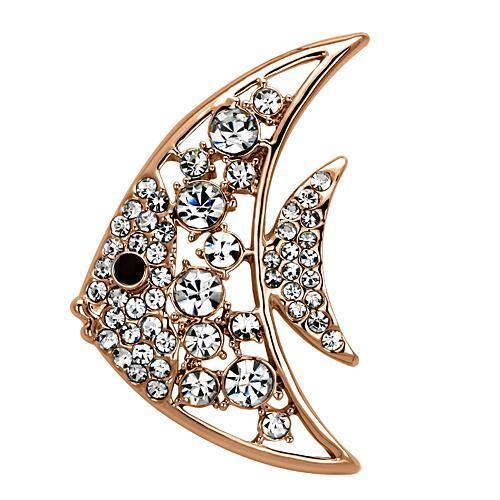 LO2787 - Flash Rose Gold White Metal Brooches with Top Grade Crystal  in Clear