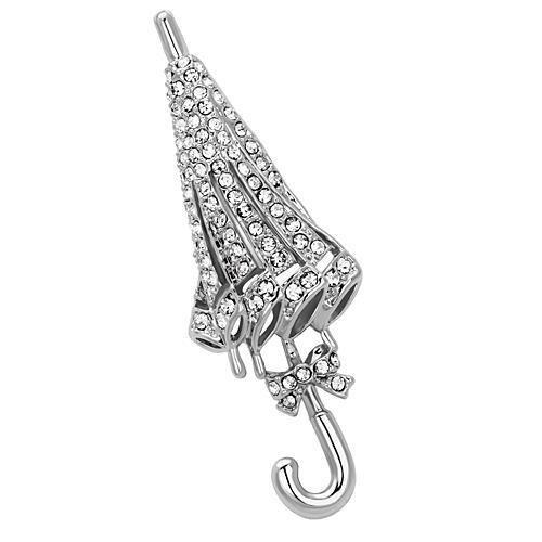 LO2795 - Imitation Rhodium White Metal Brooches with Top Grade Crystal  in Clear