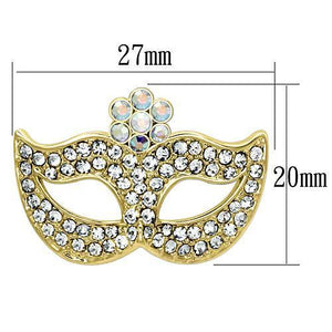 LO2808 - Flash Gold White Metal Brooches with Top Grade Crystal  in Aurora Borealis (Rainbow Effect)