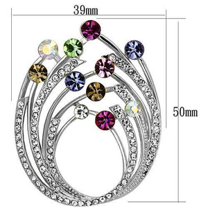 LO2811 - Imitation Rhodium White Metal Brooches with Top Grade Crystal  in Multi Color