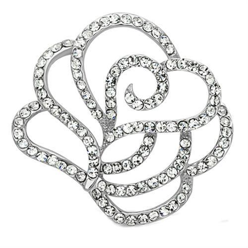 LO2813 - Imitation Rhodium White Metal Brooches with Top Grade Crystal  in Clear