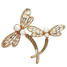 Load image into Gallery viewer, LO2837 - Flash Rose Gold White Metal Brooches with Synthetic Pearl in White