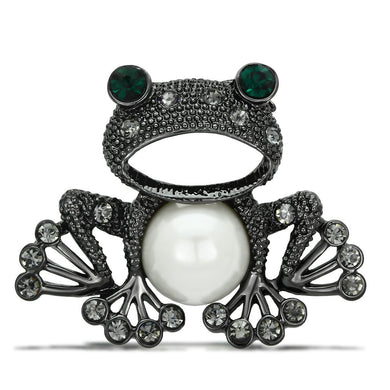 LO2845 - Ruthenium White Metal Brooches with Synthetic Pearl in White