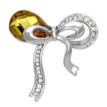 Load image into Gallery viewer, LO2846 - Imitation Rhodium White Metal Brooches with Synthetic Glass Bead in Topaz