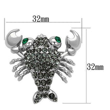 Load image into Gallery viewer, LO2850 - Imitation Rhodium White Metal Brooches with Top Grade Crystal  in Emerald