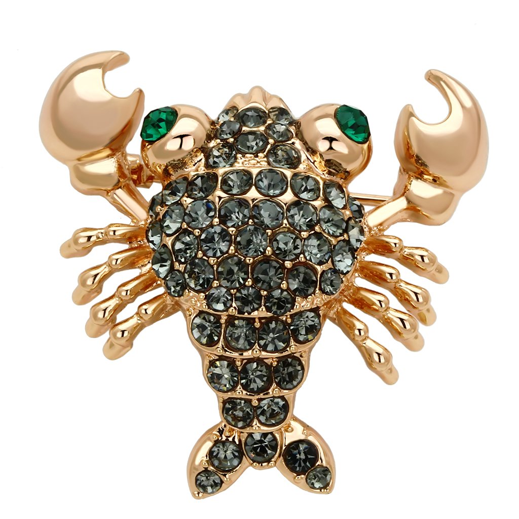 LO2851 - Flash Rose Gold White Metal Brooches with Top Grade Crystal  in Emerald