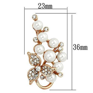 LO2853 - Flash Rose Gold White Metal Brooches with Synthetic Pearl in White