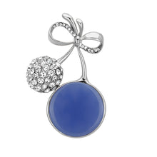 Load image into Gallery viewer, LO2857 - Flash Rose Gold White Metal Brooches with Synthetic Synthetic Stone in Capri Blue