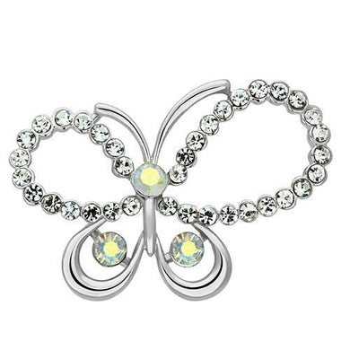 LO2864 - Imitation Rhodium White Metal Brooches with Top Grade Crystal  in Aurora Borealis (Rainbow Effect)