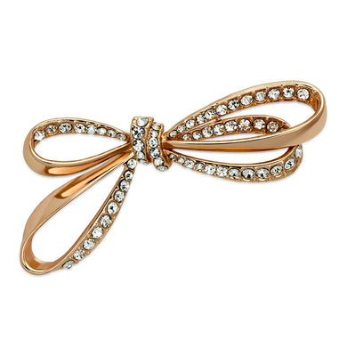 LO2891 - Flash Rose Gold White Metal Brooches with Top Grade Crystal  in Clear