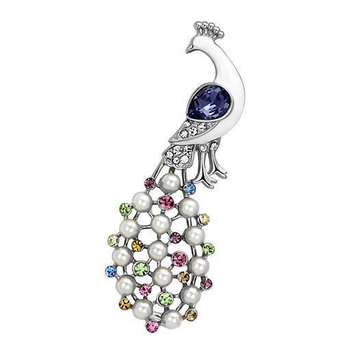 LO2896 - Imitation Rhodium White Metal Brooches with Top Grade Crystal  in Multi Color