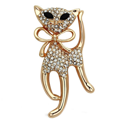 LO2901 - Flash Rose Gold White Metal Brooches with Top Grade Crystal  in Jet