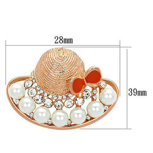 LO2902 - Flash Rose Gold White Metal Brooches with Synthetic Pearl in White