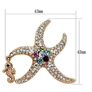 LO2911 - Flash Rose Gold White Metal Brooches with Top Grade Crystal  in Multi Color