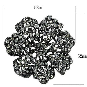 LO2919 - Ruthenium White Metal Brooches with Top Grade Crystal  in Black Diamond