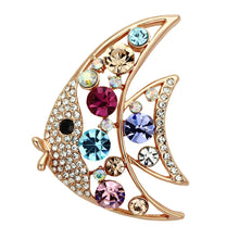 Load image into Gallery viewer, LO2923 - Flash Rose Gold White Metal Brooches with Top Grade Crystal  in Multi Color