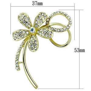 LO2924 - Flash Gold White Metal Brooches with Top Grade Crystal  in Clear