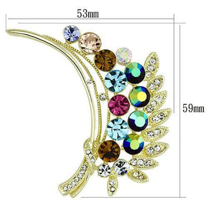 LO2929 - Flash Gold White Metal Brooches with Top Grade Crystal  in Multi Color