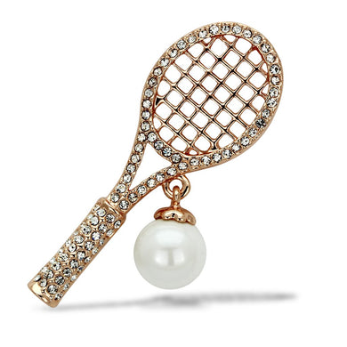 LO2930 - Flash Rose Gold White Metal Brooches with Synthetic Pearl in White