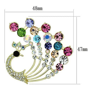 LO2931 - Flash Gold White Metal Brooches with Top Grade Crystal  in Multi Color