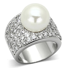 Load image into Gallery viewer, LO2951 - Rhodium Brass Ring with Synthetic Pearl in White