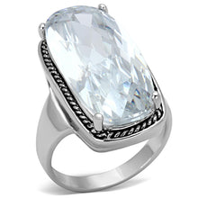 Load image into Gallery viewer, LO2958 - Rhodium Brass Ring with AAA Grade CZ  in Clear