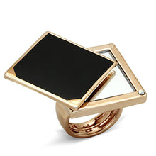 Load image into Gallery viewer, LO2966 - Rose Gold Brass Ring with Synthetic Synthetic Glass in Clear